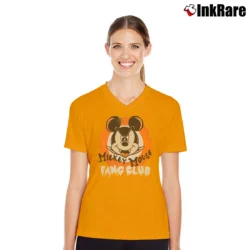 Women’s Mickey Mouse Halloween Fang Club Matching V-Neck Tee in orange | Chic Neckline, Soft Texture