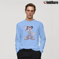 Men’s Mickey Mouse Hip Hop Style Long-Sleeve Shirt in light blue | Sleek, Lightweight, Year-Round Wear