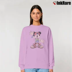 Women’s Mickey Mouse Hip Hop Style Relaxed Sweatshirt in light pink | Soft, Laid-Back Vibe