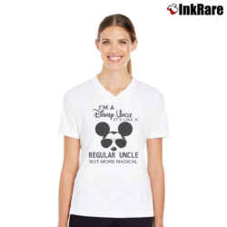 Women’s Mickey Mouse I'm A Disney Uncle Magical V-Neck Tee in white | Chic Neckline, Soft Texture