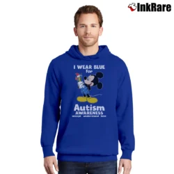 Men’s Mickey Mouse I Wear Blue Autism Awareness Pullover Hoodie in royal blue | Cozy, Durable, Modern Fit