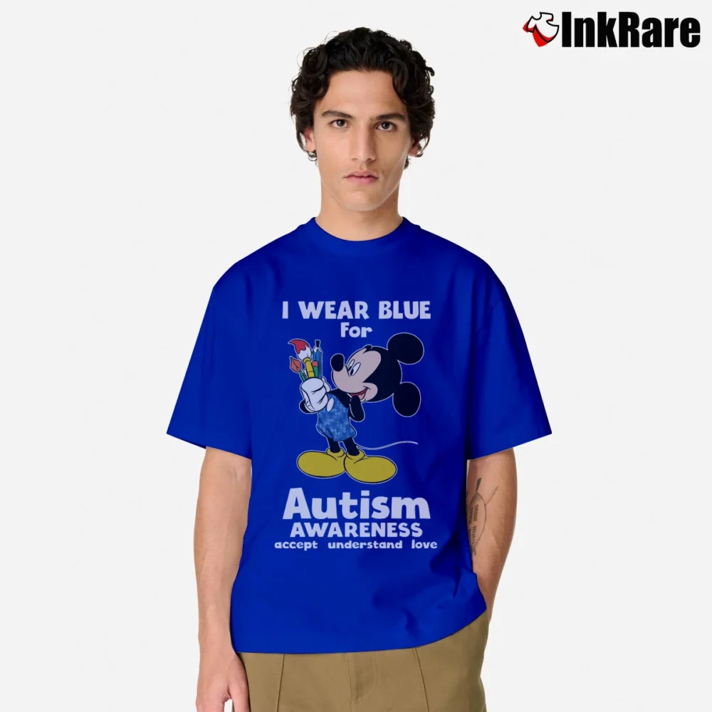 Men’s Mickey Mouse I Wear Blue Autism Awareness Classic T-Shirt in royal blue | Soft, Breathable Everyday Wear
