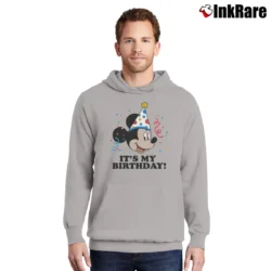 Men’s Mickey Mouse It's My Birthday Retro Face Classic Pullover Hoodie in sport grey | Cozy, Durable, Modern Fit
