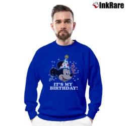 Men’s Mickey Mouse It's My Birthday Retro Face Crewneck Sweatshirt in royal blue | Cozy Fabric, Clean Style