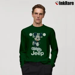 Men’s Mickey Mouse Jeep Graphic Long-Sleeve Shirt in forest green | Sleek, Lightweight, Year-Round Wear