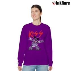 Women’s Mickey Mouse Kiss Rock Music Relaxed Sweatshirt in purple | Soft, Laid-Back Vibe
