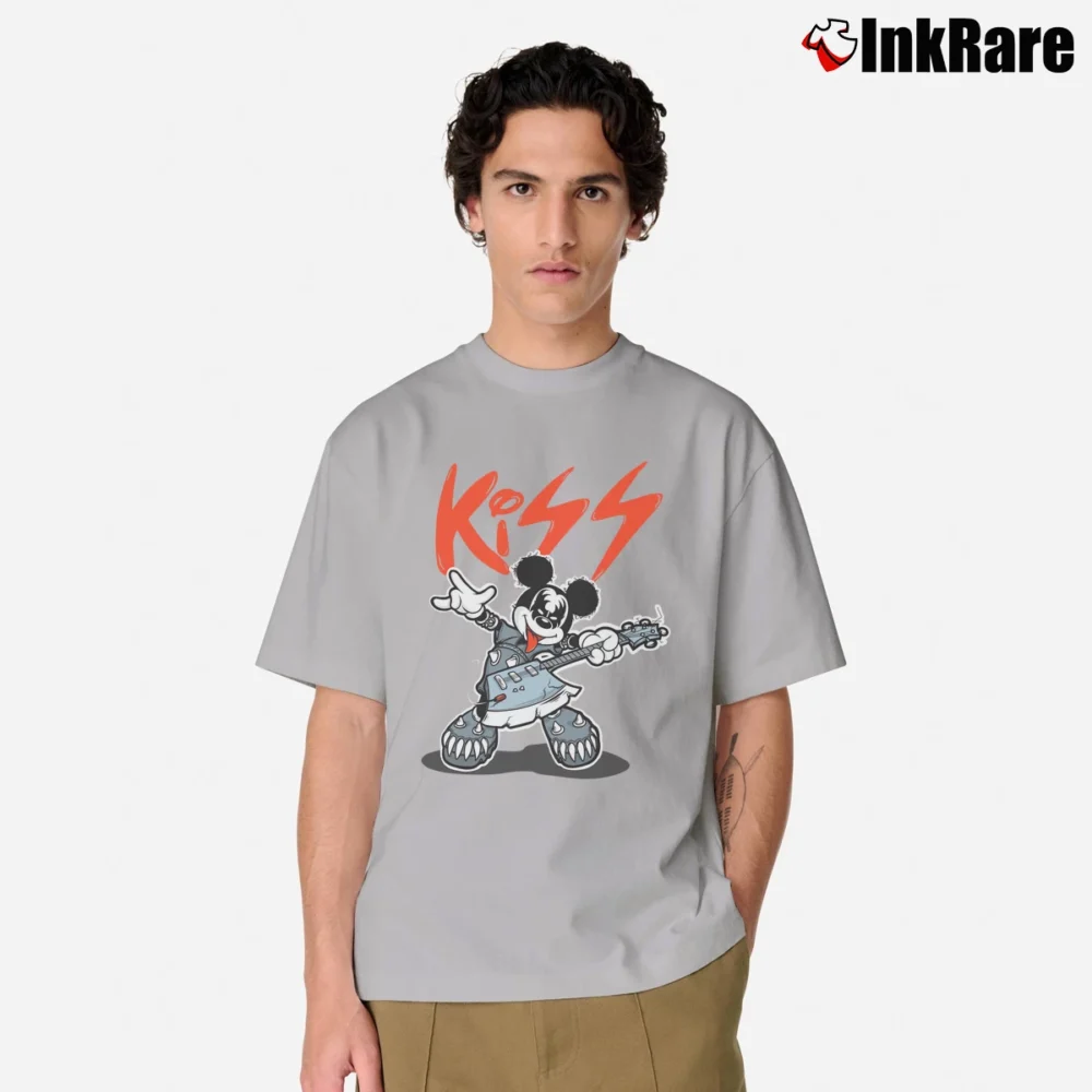 Men’s Mickey Mouse Kiss Rock Music Classic T-Shirt in sport grey | Soft, Breathable Everyday Wear