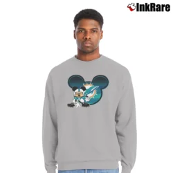 Men’s Mickey Mouse Miami Dolphins Graphic Crewneck Sweatshirt in sport grey | Cozy Fabric, Clean Style