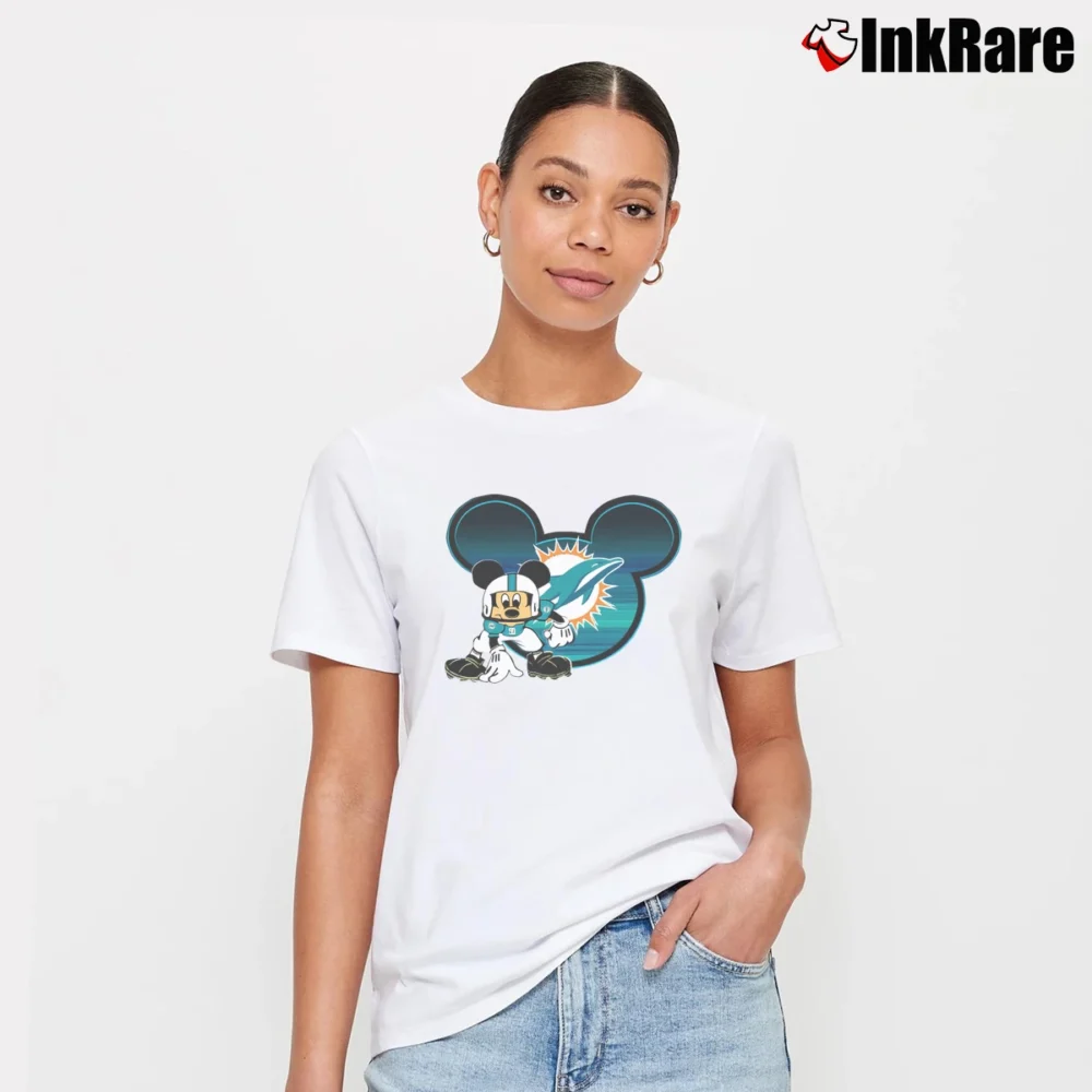 Women’s Mickey Mouse Miami Dolphins Graphic Signature T-Shirt in white | Soft, Flattering Fit