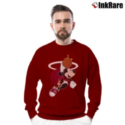 Men’s Mickey Mouse Miami Heat Basketball Crewneck Sweatshirt in maroon | Cozy Fabric, Clean Style