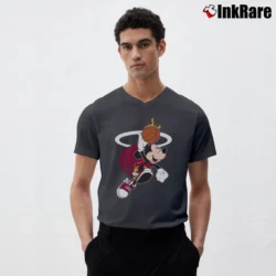 Men’s Mickey Mouse Miami Heat Basketball V-Neck Tee in charcoal | Sharp, Breathable, Everyday Staple
