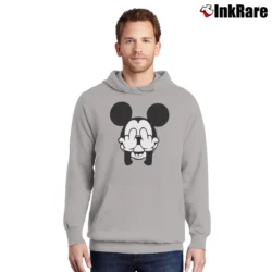 Men’s Mickey Mouse Middle Finger Cartoon Pullover Hoodie in sport grey | Cozy, Durable, Modern Fit