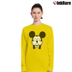 Women’s Mickey Mouse Middle Finger Cartoon Long-Sleeve Top in yellow | Sleek, Versatile, All-Season