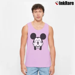 Men’s Mickey Mouse Middle Finger Cartoon Tank Top in light pink | Breathable, Active-Friendly Design