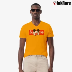 Men’s Mickey Mouse Middle Finger Graphic V-Neck Tee in orange | Sharp, Breathable, Everyday Staple