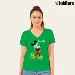Women’s Mickey Mouse Minnesota Cartoon Disney V-Neck Tee in irish green | Chic Neckline, Soft Texture