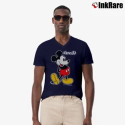 Men’s Mickey Mouse Minnesota Cartoon Disney V-Neck Tee in navy | Sharp, Breathable, Everyday Staple