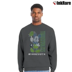 Men’s Mickey Mouse Minnesota Timberwolves Basketball Fan Crewneck Sweatshirt in charcoal | Cozy Fabric, Clean Style