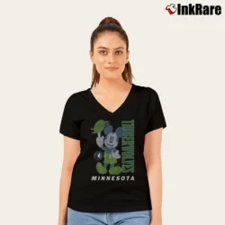 Women’s Mickey Mouse Minnesota Timberwolves Basketball Fan V-Neck Tee in black | Chic Neckline, Soft Texture