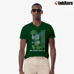 Men’s Mickey Mouse Minnesota Timberwolves Basketball Fan V-Neck Tee in forest green | Sharp, Breathable, Everyday Staple