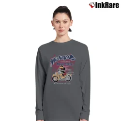 Women’s Mickey Mouse Motorcycle Graphic Long-Sleeve Top in charcoal | Sleek, Versatile, All-Season