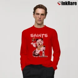 Men’s Mickey Mouse New Orleans Saints Football Long-Sleeve Shirt in red | Sleek, Lightweight, Year-Round Wear