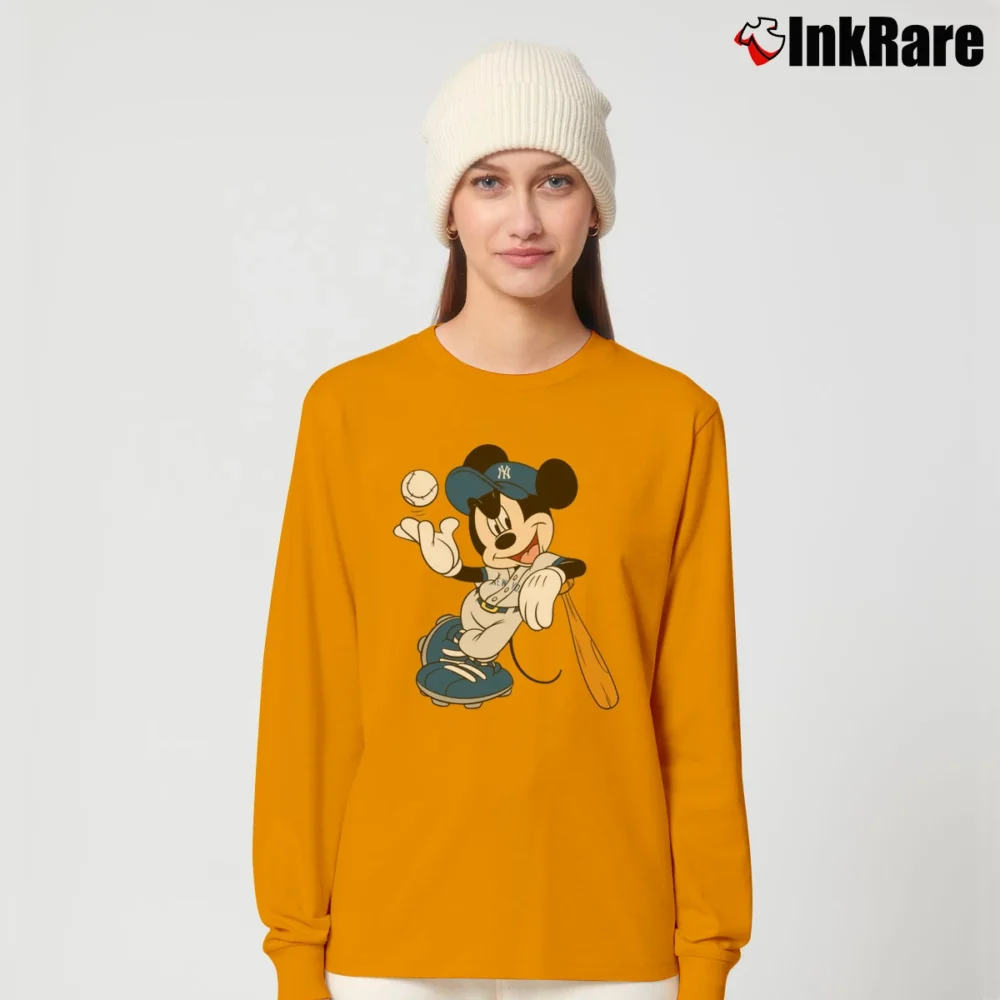 Women’s Mickey Mouse New York Yankees Fan Long-Sleeve Top in orange | Sleek, Versatile, All-Season