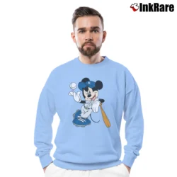 Men’s Mickey Mouse New York Yankees Fan Crewneck Sweatshirt in light blue | Cozy Fabric, Clean Style