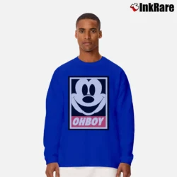 Men’s Mickey Mouse Oh Boy Walt Disney Cartoon Long-Sleeve Shirt in royal blue | Sleek, Lightweight, Year-Round Wear