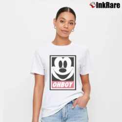 Women’s Mickey Mouse Oh Boy Walt Disney Cartoon Signature T-Shirt in white | Soft, Flattering Fit