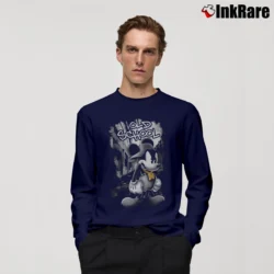 Men’s Mickey Mouse Old School Design Cartoon Long-Sleeve Shirt in navy | Sleek, Lightweight, Year-Round Wear