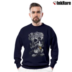 Men’s Mickey Mouse Old School Design Cartoon Crewneck Sweatshirt in navy | Cozy Fabric, Clean Style