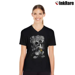 Women’s Mickey Mouse Old School Design Cartoon V-Neck Tee in black | Chic Neckline, Soft Texture