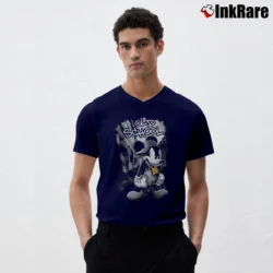 Men’s Mickey Mouse Old School Design Cartoon V-Neck Tee in navy | Sharp, Breathable, Everyday Staple