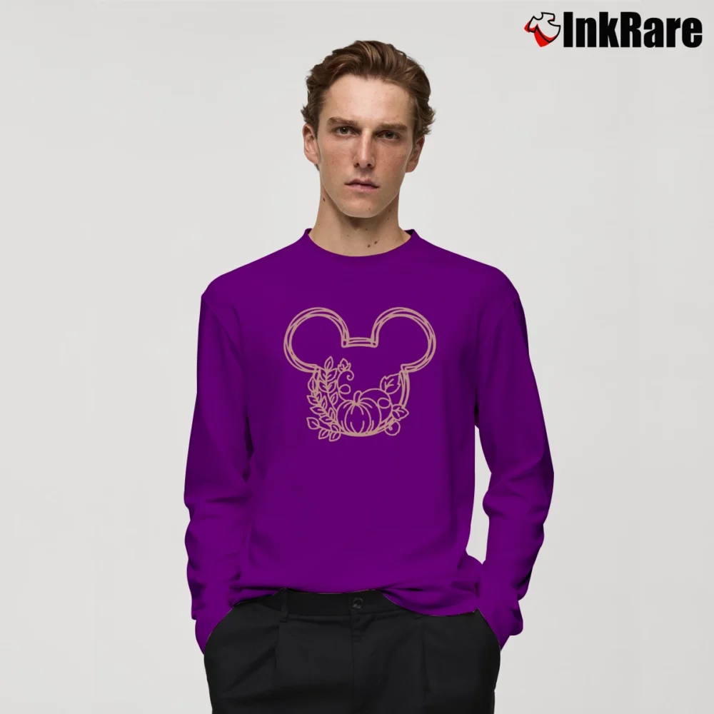 Men’s Mickey Mouse Pumpkin Spice Fall Thanksgiving Long-Sleeve Shirt in purple | Sleek, Lightweight, Year-Round Wear