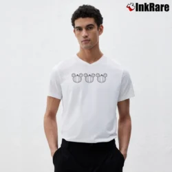 Men’s Mickey Mouse Pumpkins Halloween Fall V-Neck Tee in white | Sharp, Breathable, Everyday Staple