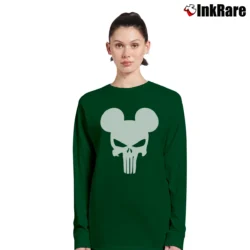 Women’s Mickey Mouse Punisher Skull Family Long-Sleeve Top in forest green | Sleek, Versatile, All-Season