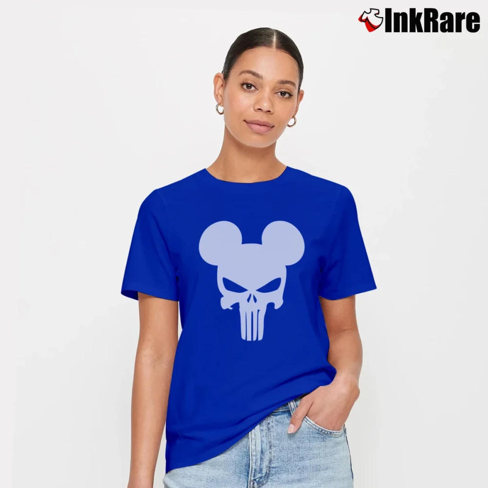 Women’s Mickey Mouse Punisher Skull Family Signature T-Shirt in royal blue | Soft, Flattering Fit
