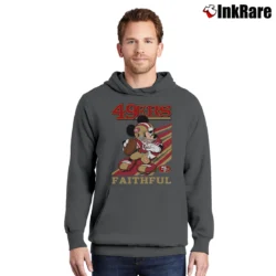 Men’s Mickey Mouse San Francisco 49ers Faithful Football Fan Pullover Hoodie in charcoal | Cozy, Durable, Modern Fit