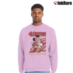 Men’s Mickey Mouse San Francisco 49ers Faithful Football Fan Crewneck Sweatshirt in light pink | Cozy Fabric, Clean Style