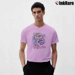 Men’s Mickey Mouse Space Mountain Disney World V-Neck Tee in light pink | Sharp, Breathable, Everyday Staple