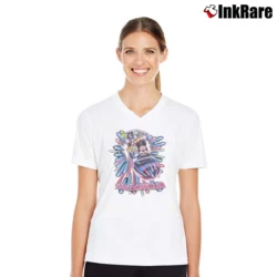 Women’s Mickey Mouse Space Mountain Disney World V-Neck Tee in white | Chic Neckline, Soft Texture