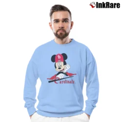 Men’s Mickey Mouse St Louis Cardinals Headshot Crewneck Sweatshirt in light blue | Cozy Fabric, Clean Style