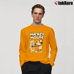 Men’s Mickey Mouse Steamboat Willie Father's Day Gift Long-Sleeve Shirt in orange | Sleek, Lightweight, Year-Round Wear