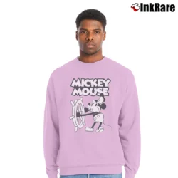 Men’s Mickey Mouse Steamboat Willie Father's Day Gift Crewneck Sweatshirt in light pink | Cozy Fabric, Clean Style