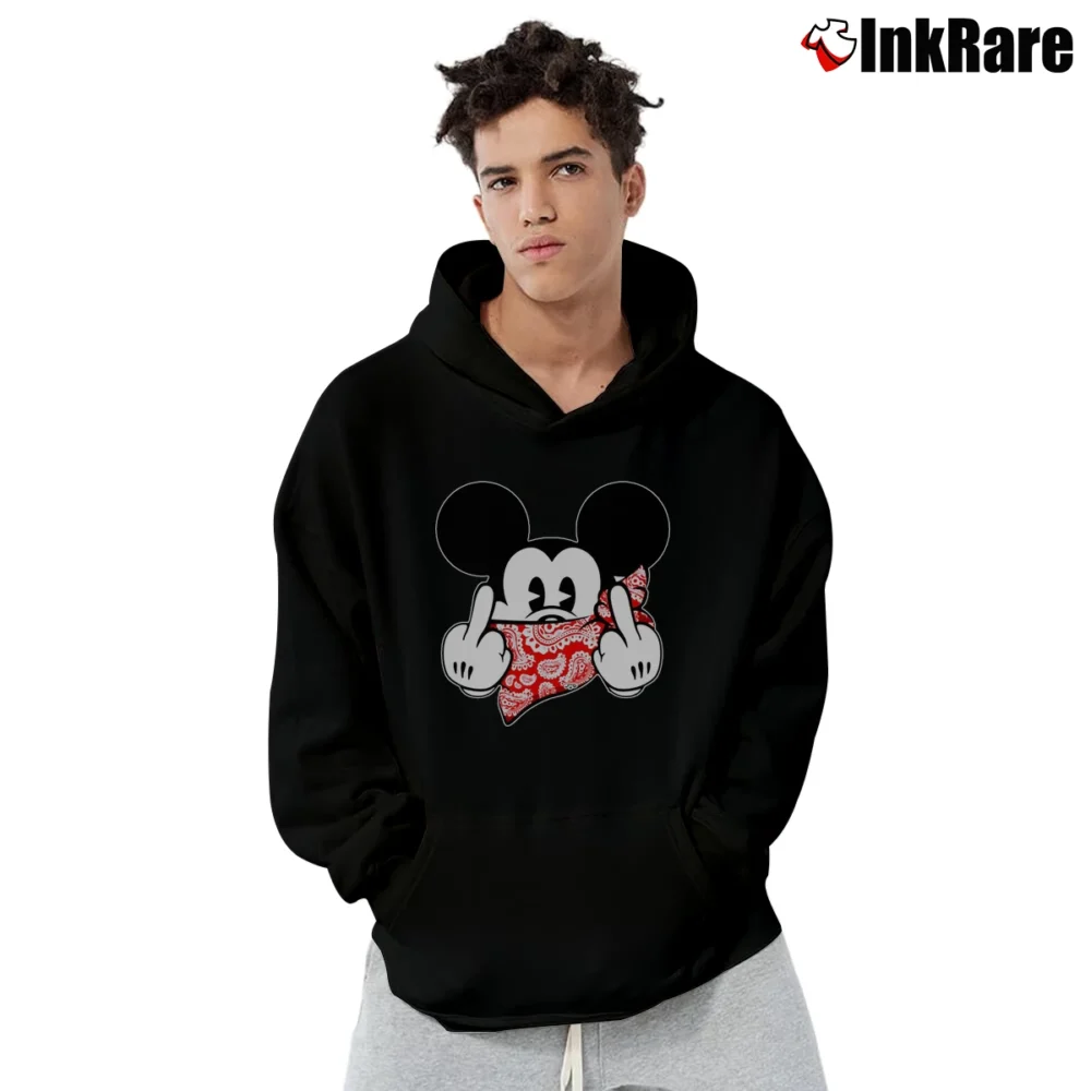 Men’s Mickey Mouse Thug Life Gangster Christmas Gift Pullover Hoodie in black | Cozy, Durable, Modern Fit