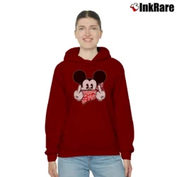 Women’s Mickey Mouse Thug Life Gangster Christmas Gift Cozy Hoodie in maroon | Warm, Structured, Stylish