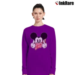 Women’s Mickey Mouse Thug Life Gangster Christmas Gift Long-Sleeve Top in purple | Sleek, Versatile, All-Season