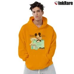 Men’s Mickey Mouse Tiffany & Co Inspired Pullover Hoodie in orange | Cozy, Durable, Modern Fit