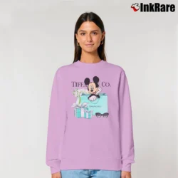 Women’s Mickey Mouse Tiffany & Co Inspired Relaxed Sweatshirt in light pink | Soft, Laid-Back Vibe